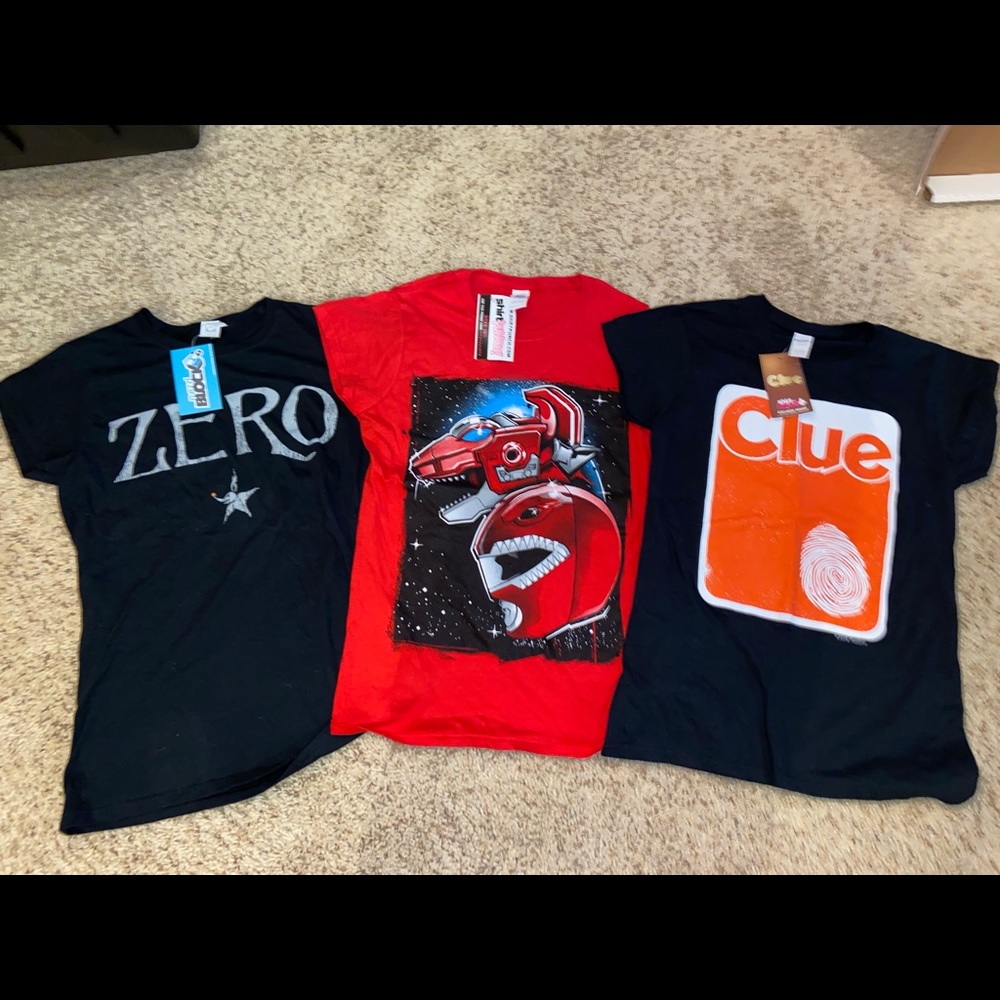 Lot Bundle 3 shirts Clue Zero Power Rangers Small